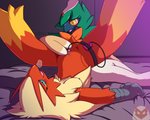 5:4 absurd_res anthro avian beak bird blaziken breasts breath decidueye duo egg_vibrator female female/female generation_3_pokemon generation_7_pokemon genitals hi_res nintendo nulloffset owl panting pokemon pokemon_(species) pussy sex_toy vibrator vibrator_hip_strap wings