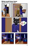 abdl anthro bed black_body black_fur box comic computer container domestic_cat dorian_logan electronics eyewear felid feline felis fur furniture glasses halo_(series) hi_res male mammal microsoft solo_in_panel text translation_check translation_request xbox_game_studios