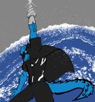 2024 abs alternate_species anthro arm_fins athletic athletic_anthro athletic_male big_tail blue_body blue_eyes blue_scales cavemanon_studios clothing detailed_background digital_drawing_(artwork) digital_media_(artwork) dinosaur drill drill_arm eyewear fin fingers i_wani_hug_that_gator inco_(iwhtg) jacket kronosaurus long_tail male marine plesiosaur pliosaur prehistoric_species prosthetic prosthetic_arm prosthetic_limb reptile scales scalie scene_parody sharp_teeth smile snout solerthesunbro solo spiked_tail spikes spikes_(anatomy) sunglasses tail teeth tengen_toppa_gurren_lagann topwear water wave