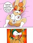 anthro big_breasts blood bodily_fluids breasts comic english_text eulipotyphlan fan_character female hedgehog hi_res lagomorph leporid male mammal mature_anthro mature_female nosebleed nude rabbit sega sinshadowed sonic_the_hedgehog_(series) text vanilla_the_rabbit