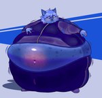 2024 ambiguous_gender anthro ashley_kane belly belly_blush belly_expansion big_belly blue_body blue_fur blue_hair blueberry_inflation blush bodily_fluids body_blush body_inflation canid canine cheek_bulge chewing clothed clothing english_text expansion fennec_fox fox fur hair hand_on_belly hi_res huge_belly hyper hyper_belly inflation lockwoodlame mammal motion_lines navel solo sound_effects standing sweat sweatdrop swelling text torn_clothing true_fox worried