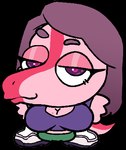 alpha_channel anthro big_breasts breasts buffysaintfury cavemanon_studios chibi clothed clothing dinosaur female half-closed_eyes low_res narrowed_eyes pink_body prehistoric_species purple_body reptile scalie simple_background snoot_game solo stacy_(gvh) transparent_background