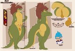 accessory anthro anus backsack balls big_butt big_tail broken_key brown_hair butt chastity_cage chastity_cage_only chastity_device chastity_device_only chastity_key claws crocodile crocodilian curvy_figure darkened_anus darkened_balls darkened_genitalia dragon_ball english_text femboy genitals gogeta gold_(metal) gold_chastity_cage gold_chastity_device green_body green_tail hair hair_accessory hi_res key leg_markings long_hair male markings matt_(matt_user) matt_user model_sheet non-mammal_balls nude orange_balls penis perineum permanent permanent_chastity_device presenting presenting_anus puffy_anus raised_tail rear_view reptile scalie slightly_chubby small_balls small_penis solo standing stylized_chastity_cage tail tail_anus text thick_tail thick_thighs wide_hips womb_tattoo