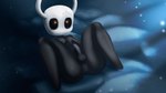 16:9 absurd_res animal_humanoid anthro anus arthropod arthropod_humanoid balls black_body cracked cracks genitals glowing glowing_eyes hi_res hollow_knight horn humanoid infected_(species) insect lazyisopod lying male nude on_back spread_legs spreading team_cherry the_knight_(hollow_knight) vessel_(species) widescreen