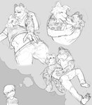 anthro belly_rub bird_dog biting_shirt black_and_white bulge canid canine canis clothed clothing dev_(i_think_i_like_you) domestic_dog duo felid feline french_kissing golden_retriever hi_res hunting_dog i_think_i_like_you idea_bulb imminent_sex kamiwoolfe kiss_on_lips kissing male male/male mammal monochrome pantherine pawpads ray_(i_think_i_like_you) retriever romantic rubbing sketch snow_leopard teasing