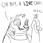 Rating: s
ID: 1123721
Date: 2017-01-31 01:54:19 -0500
Status: active
Score: 10
1:1 2017 anthro badger black_and_white bluedouble clothed clothing collar dialogue disney electric_razor english_text female grin holding_object honey_badger honey_badger_(zootopia) insane mammal monochrome mustelid musteline razor sharp_teeth shock_collar simple_background sketch smile solo sound_effects spiral_eyes teeth text tools white_background zistopia zootopia post #1123721