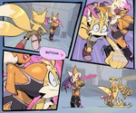 2024 2_tails ?! anthro bandaged_hands bat big_breasts bigdad blue_eyes boob_hat boots bottomwear bouncing_breasts breasts brown_bottomwear brown_clothing brown_shorts butt canid canine cheek_tuft cleavage cleavage_overflow clothed clothing comic crop_top dialogue dipstick_tail dolphin_shorts duo dutch_angle ear_tuft english_text eyebrows eyelashes eyeshadow facial_tuft female fight footwear fox fur green_eyes grey_bottomwear grey_clothing grey_shirt grey_shorts grey_topwear hair hands_behind_back heart_symbol high_heeled_boots high_heels hotpants huge_breasts inner_ear_fluff lips lying makeup male mammal markings membrane_(anatomy) membranous_wings miles_prower miles_prowr_(bigdad) mormoopia_rouge_(bigdad) motion_lines multi_tail narrow_hips on_front perspective punch purple_eyeshadow red_clothing red_footwear red_lips red_shoes rouge_the_bat sega shirt shoes short_tail shorts sonic_the_hedgehog_(series) sound_effects speech_bubble tail tail_markings tan_body tan_skin text thick_eyebrows thick_thighs thin_calves thin_legs thin_thighs topless topless_anthro topless_male topwear tuft white_body white_fur white_hair white_inner_ear white_inner_ear_fluff wide_hipped_female wide_hips wings yellow_body yellow_fur