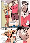 2020 5_fingers aaron_(falcon_mccooper) anthro antlers belt blonde_hair blue_eyes bottomwear cargo_shorts clothing comic deer dialogue english_text equid equine falcon_mccooper femboy fingers footwear green_eyes hair hat headgear headwear horn jesse_(falcon_mccooper) larger_anthro larger_male male male/male mammal manly shirt shoes shorts size_difference smaller_anthro smaller_male smile student teacher teacher_and_student text topwear zebra