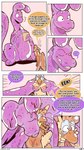 9:16 anthro avian breasts colored comic digital_media_(artwork) duo english_text escargo_(nasty-pink) female feral glistening glistening_body goo_creature goo_dragon griff_(nasty-pink) gryphon hi_res male mammal mythological_avian mythological_creature mythology nasty-pink nipples nude open_mouth purple_body simple_background smile text yellow_body