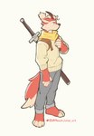 2024 anthro biped canid canine clothing fox fur hi_res hoodie male mammal orange_body orange_fur peachjuice red_eyes slim_anthro slim_male solo topwear white_body white_fur yellow_clothing yellow_hoodie yellow_topwear