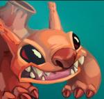 2015 alien ambiguous_gender black_eyes brown_nose claws digital_media_(artwork) disney experiment_(lilo_and_stitch) hissing lilo_and_stitch narico open_mouth orange_body orange_claws orange_skin simple_background solo teal_background watermark yang_(lilo_and_stitch)