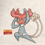 2018 2_tails ambiguous_gender biped blue_body crossover dragon_ball english_text fakemon featureless_crotch featureless_feet featureless_hands feet fighting_pose firefightdex fist forehead_gem front_view frown full-length_portrait gem generation_4_pokemon grey_body grey_tail half-closed_eyes hi_res humanoid legendary_pokemon looking_at_viewer marco_fanjul marker_(artwork) mesprit mixed_media multi_tail multicolored_body narrowed_eyes nintendo not_furry nude orange_eyes parody pen_(artwork) pink_body plantigrade pokemon pokemon_(species) portrait pose raised_arm ruby_(gem) shadow simple_background solo spread_legs spreading tail tail_tuft tendrils text toony traditional_media_(artwork) tuft white_background wide_stance