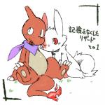 1:1 charmeleon duo female feral fire flaming_tail fur generation_1_pokemon generation_3_pokemon japanese_text kemono lizard low_res male nintendo orange_body orange_skin pizademokttero pokemon pokemon_(species) reptile scalie tail text translated white_body white_fur zangoose