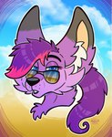 anthro canid canine emberfox eyewear female fennec_fox fox fur hair hi_res mammal nightlinez purple_body purple_fur purple_hair solo sunglasses true_fox