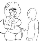 afro animated anon anonymous anthro barbell_piercing belly belly_poke belly_squish beverage big_breasts blush blush_lines bottomwear breasts canid canine canis circular_barbell_piercing cleavage clothed clothing container crop_top cup curvy_anthro curvy_female curvy_figure darkwolfhybrid domestic_dog duo ear_piercing eye_twitch eyebrows facial_jewelry facial_piercing female frown german_shepherd herding_dog hi_res holding_object human humanoid husky hybrid jewelry line_art looking_down male mammal milkshake navel nikole_(darkwolf) nordic_sled_dog nose_piercing nose_ring overweight overweight_anthro overweight_female pastoral_dog piercing poking_chest poofy_hair ring_piercing septum_circular_barbell septum_piercing septum_ring shirt short_playtime shorts side_boob simple_background slightly_chubby slightly_chubby_anthro slightly_chubby_female smile spitz squish tail thick_eyebrows thick_thighs topwear wide_hips yummers