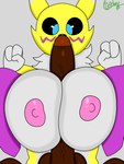 3:4 anthro balls bandai_namco big_balls big_breasts big_penis black_sclera blue_eyes bodily_fluids breast_play breasts curlyboy dark_body dark_skin digimon digimon_(species) duo female female_on_human first_person_view fur genital_fluids genitals hi_res human human_on_anthro human_pov imminent_titfuck interspecies male male/female male_on_anthro male_pov mammal neck_tuft nipples penile penis pink_nipples precum renamon sex signature simple_background titfuck tuft vein veiny_penis white_body white_fur yellow_body yellow_fur