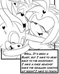 4:5 amy_rose anthro canid canine comic cream_the_rabbit dialogue dialogue_box english_text eulipotyphlan female fox greenhill group group_hug heart_symbol hedgehog hug hugging_another lagomorph leporid male mammal miles_prower monochrome rabbit sega sonic_the_hedgehog_(series) text trio