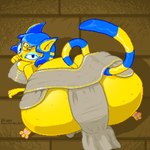 1:1 2024 animal_crossing animal_humanoid ankha_(animal_crossing) ass_up back_boob big_breasts big_butt bird's-eye_view blue_hair breasts butt butt_focus clothed clothing digital_media_(artwork) feet felid felid_humanoid feline feline_humanoid female hair high-angle_view huge_breasts huge_butt humanoid long_tail looking_at_viewer looking_back mammal mammal_humanoid markings nintendo nipple_outline pixel_(artwork) presenting presenting_hindquarters rear_view seductive shadow signature skimpy slit_skirt solo striped_markings striped_tail stripes tail tail_markings toilet_man yellow_body yellow_breasts yellow_butt