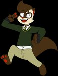 2018 3_toes 4_fingers absurd_res adolescent alpha_channel anthro barefoot biped black_clothing black_eyebrows black_eyes black_fingerless_gloves black_gloves black_handwear bottomwear brown_body brown_fur brown_hair brown_markings brown_tail chokovit_(artist) clothed clothed_anthro clothed_male clothing colored countershade_fur countershading digital_drawing_(artwork) digital_media_(artwork) dipstick_ears domestic_ferret dress_shirt ear_markings eyebrow_through_hair eyebrows facial_markings fangs feet fingerless_gloves fingers fluffy fluffy_tail front_view full-length_portrait fur furgonomic_bottomwear furgonomics gesture gloves gordon_wexler green_clothing green_sweater green_topwear hair handwear head_markings hi_res long_tail male male_anthro mammal markings mask_(marking) multicolored_ears mustelid musteline open_mouth open_smile pants pawpads portrait raised_eyebrow red_inner_ear red_nose red_pawpads red_tongue running salute school_uniform shirt simple_background smile solo standing sweater tail tan_body tan_bottomwear tan_clothing tan_countershading tan_pants teeth toes tongue topwear translucent translucent_hair transparent_background true_musteline tuft uniform weasel white_clothing white_dress_shirt white_shirt white_topwear young