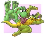 5_toes ambiguous_gender barefoot bodily_fluids butt crossover cum cum_on_face cumshot curling_toes duo ejaculation erection feet fellatio flexible gecko genital_fluids gex_(series) gex_the_gecko gobanire green_yoshi hi_res licking lizard long_tongue looking_at_another male male/ambiguous mario_bros nintendo oral penile reptile scalie sex soles spread_toes sunglasses_down toes tongue tongue_out tonguejob yoshi yoshi_(character)