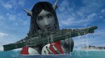 3d_(artwork) anthro battleship blue_eyes breasts clothing digital_media_(artwork) female fish hi_res kaimana lapushis macro macro_female marine sea shark ship solo swimwear vehicle warship water watercraft wet