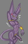 accessory anthro balls beerus cock_ring domestic_cat dragon_ball dragon_ball_super ear_piercing felid feline felis genitals glans grey_background hairless hairless_cat half-erect hi_res humanoid_genitalia humanoid_penis jewelry jjeoe long_penis looking_at_viewer male mammal nipples nude penis penis_accessory penis_jewelry piercing simple_background slim_male solo sphynx_(cat)