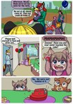 2016 ailurid anthro babystar biped canid canine comic detailed_background dialogue digital_media_(artwork) domestic_cat domestic_pig eeveelution english_text eyewear felid feline felis female flareon fox fur gemma_polson generation_1_pokemon glasses group hair hi_res male mammal nicole_murdock nintendo open_mouth pokemon pokemon_(species) red_panda rodent sciurid standing suid suina sus_(pig) text tree_squirrel young young_anthro zeezee_murdock