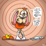 1:1 :3 abstract_background aged_up anthro big_breasts bra breast_squish breasts buckteeth clothed clothing cream_the_rabbit english_text female footwear hi_res holding_breast huge_breasts hypnosis lagomorph leporid looking_at_viewer mammal mind_control rabbit sega socks solo sonic_the_hedgehog_(series) spiral_background spiral_eyes squish teeth text theenfman topless unaware_hypnosis underwear undressing