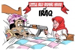 2007 ak-47 ak_platform american_flag anthro assault_rifle basket bed big_bad_wolf bonnet canid canine canis carlos_latuff clothing container duo english_text eyewear fairy_tales female flag furniture glasses gun headgear headscarf headwear hijab human iraq iraq_war little_red_riding_hood little_red_riding_hood_(copyright) male mammal military political_cartoon politics ranged_weapon religious_clothing religious_headwear rifle simple_background soldier text uniform united_states_of_america warrior weapon white_background wolf