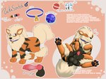 4_toes absurd_res animal_genitalia anthro anus arcanine balls big_balls black_pawpads butt canid canine canine_genitalia canis chien-pao claws collar collar_only digital_media_(artwork) english_text erection feet feral fluffy fluffy_tail foot_focus fur generation_1_pokemon generation_9_pokemon genitals half-erect hi_res knot legendary_pokemon lipsticking male mammal model_sheet nintendo nude orange_body orange_fur pawpads paws penis penis_tip pokemon pokemon_(species) presenting presenting_hindquarters puffy_anus sheath simple_background sleeping smile solo spread_legs spreading tail text toes tongue tongue_out toy wasabi_(woofington_gator) white_body woofington_gator