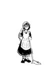 2023 anthro apron cleaning_tool clothing female fish gesture greyscale hand_gesture hi_res hladilnik lonely_shark_(hladilnik) maid_uniform marine monochrome mop pointing pointing_at_self shark sign_language sketch solo uniform