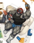 Rating: q
ID: 5390812
Date: 2025-02-22 17:02:37 -0500
Status: active
Score: 20
2_horns abs absurd_res alcohol anthro arm_around_neck armpit_hair beer beer_bottle beverage biceps biped black_clothing black_shirt black_tank_top black_topwear blush board_game body_hair bottle bottomwear bovid bovine brown_eyes bulge canid cattle clothing collared_shirt container digital_media_(artwork) dress_shirt duo eyes_closed facial_hair footwear fur furniture grey_body grey_bottomwear grey_clothing grey_footwear grey_fur grey_pants grey_socks hair hi_res horn lamp larger_anthro larger_male male male/male male_anthro mammal multicolored_body multicolored_fur muscular muscular_anthro muscular_male muscular_thighs nightstand obliques on_sofa open_mouth orange_body orange_fur orange_hair pants red_hair shirt sideburns sitting sitting_on_sofa size_difference smaller_anthro smaller_male socks sofa tail tank_top tissue_box topwear traver009 two_tone_body two_tone_fur vein veiny_muscles white_body white_clothing white_footwear white_fur white_shirt white_socks white_topwear post #5390812