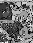 age_difference battle bite buckteeth canid canine canis comic dominant dominant_female dominant_feral eeveelution english_text female feral flareon furfrou generation_1_pokemon generation_6_pokemon greyscale hi_res human male male/female mammal monochrome neck_bite nintendo older_male pokemon pokemon_(species) pokemon_battle pokemon_masters shiny_pokemon sniffing submissive submissive_human submissive_male suns_(artist) teeth text