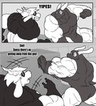 absurd_res anthro back_muscles big_bulge big_muscles big_pecs bovid bulge caprine comic duo fight gabriel_(parttimeyeen) goat hi_res huge_muscles huge_pecs huge_thighs hyper hyper_muscles lagomorph leporid male mammal mask muscular muscular_anthro muscular_arms muscular_legs muscular_male muscular_thighs parttimeyeen_(artist) pecs rabbit superhero thick_thighs tristen_(parttimeyeen)