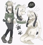 Rating: q
ID: 4891452
Date: 2024-07-01 22:45:14 -0400
Status: active
Score: 71
2024 anthro beret big_breasts big_ears boots breasts canid canine clothed clothing collar dialogue digital_media_(artwork) ear_piercing ear_ring female footwear fully_clothed hat headgear headwear hi_res laugh leggings legwear mammal multiple_angles navel nude open_mouth piercing ring_piercing shoes sitting solo standing sweater topwear wolfertinger post #4891452