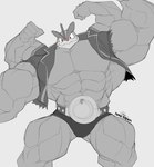 Rating: s
ID: 3229681
Date: 2022-03-18 09:21:06 -0400
Status: active
Score: 38
4_arms abs anthro belt biceps big_muscles black_clothing black_jacket black_topwear clothing flexing generation_1_pokemon holowear_(pokemon) huge_muscles jacket looking_at_viewer machamp male monochrome multi_arm multi_limb muscular muscular_anthro muscular_male nintendo pecs pokemon pokemon_(species) pokemon_unite punk_style_machamp red_eyes smile solo speedo swimwear topwear yongdasom post #3229681