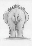 bonnet butt clothing disney dumbo_(movie) elephant elephantid female feral hat headgear headwear leovictor mammal monochrome mrs._jumbo paintbrush_tail pregnant pregnant_female proboscidean proboscis_(anatomy) rear_view shawl solo standing tail trunk_(anatomy)