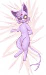 2017 aria_the_espeon bed blush dakimakura dakimakura_design digital_media_(artwork) eeveelution espeon female feral fur furniture generation_2_pokemon hi_res lying mammal nintendo on_back on_bed one_eye_closed pokemon pokemon_(species) pupils rymherdier solo unusual_pupils