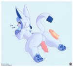 absurd_res alternate_version_at_source animal_genitalia animal_penis anthro anus balls bed bestiality blue_anus blue_balls blue_body blue_fur blue_pawpads blush border canine_genitalia canine_penis disembodied_penis eating eating_food eeveelution erection feral food fur furniture generation_4_pokemon genitals glaceon glans hi_res human human_on_feral humanoid_genitalia humanoid_penis imminent_anal interspecies knot legs_back looking_back lying male male/male mammal nintendo on_front pawpads penis pink_glans pink_penis pokemon pokemon_(species) pokephilia popsicle senz sploot tail tan_penis text url white_border