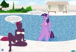 anthro bikini biped breasts clothing duo equid equine fab3716 female french_text friendship_is_magic hasbro hi_res horn mammal my_little_pony my_little_pony:_the_movie_(2017) mythological_creature mythological_equine mythology one-piece_swimsuit outside sling_bikini swimming_pool swimwear tempest_shadow_(mlp) text translation_request twilight_sparkle_(mlp) two-piece_swimsuit unicorn winged_unicorn wings