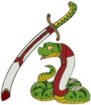 absurd_res green_body hi_res male melee_weapon min_(artist) multicolored_body pathfinder rakshasa_(disambiguation) raktavarna reptile rpg_(disambiguation) scalie snake solo sword tabletop weapon yellow_body