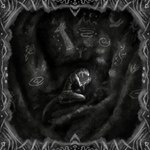 1:1 2024 absurd_res anthro bandage bleak_ambiance blind blindfold border cave cave_painting dark desolate digital_drawing_(artwork) digital_media_(artwork) digital_painting_(artwork) dirtypaperjoe disability fire grey_border hi_res holy kneeling picture_frame reptile rock scalie smile snake tail wall_art