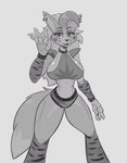 2022 absurd_res anthro armwear breasts canid canine canis clothing cooliehigh digital_media_(artwork) ear_piercing ear_ring female five_nights_at_freddy's five_nights_at_freddy's:_security_breach hi_res looking_at_viewer mammal monochrome piercing ring_piercing roxanne_wolf scottgames shoulder_pads sketch skinny solo steel_wool_studios wolf