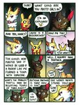 10_panel_comic 2016 ambiguous_gender anthro black_body black_eyes black_fur black_nose black_text blue_eyes bow_ribbon braixen cheek_spots chest_gem claws comic cutlery dialogue digital_media_(artwork) english_text exclamation_point eyebrows eyelashes eyes_closed female finger_claws flavia-elric fluffy fluffy_tail forehead_gem fur gem generation_1_pokemon generation_2_pokemon generation_6_pokemon group hi_res kitchen_utensils looking_at_another night nintendo open_mouth open_smile outside pikachu pink_pupils plant pokemon pokemon_(species) pupils question_mark red_cheeks red_eyes red_pupils red_scarf scarf smile sneasel speech_bubble spoon tail talking_to_another text tools tree trio white_body white_fur white_pupils white_sclera yellow_body yellow_gem