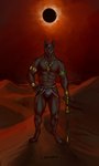 Rating: q
ID: 2933772
Date: 2021-09-18 21:24:58 -0400
Status: active
Score: 34
3:5 abs anthro anubian_jackal black_body black_fur black_sclera bottomwear bracelet bulge canid canine canis clothing cuff_(restraint) desert eclipse edify forearm_bracelet forearms fur hand_on_hip hi_res jackal jewelry loincloth looking_at_viewer male mammal muscular muscular_anthro muscular_male navel necklace outside pecs restraints solar_eclipse solo staff standing wrist_cuffs yellow_eyes post #2933772