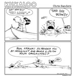 1:1 ambiguous_gender anthro boat child chris_sanders comic dialogue domestic_cat english_text eyewear felid feline felis frank_(kiskaloo) frown group human kayak kiskaloo male mammal monochrome ogo_(kiskaloo) rope sesi_(kiskaloo) smile sunglasses swimming tail text trio url vehicle water watercraft whiskers young