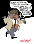 Rating: s
ID: 5610195
Date: 2025-05-30 20:00:18 -0400
Status: active
Score: 1
alternate_species billy_fore black_text bottomwear bovid bovine brown_hair brown_necktie cattle cigar clothing columbo columbo_(series) english_text furrification hair handwritten_text hi_res horn jacket male mammal midriff necktie nipples pants red_text simple_background smoking solo speech_bubble teats text topwear udders wordplay post #5610195