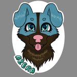 1:1 anthro badge canid canine canis digital_media_(artwork) domestic_dog female feral headshot_portrait hi_res mammal ozzie_cat portrait solo tongue tongue_out