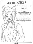 anthro black_hair black_nose canid canine canis comic english_text eyewear hair hi_res male mammal monochrome sketch solo spike_(spikethefurry) spike_the_furry text wolf