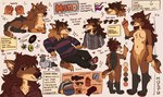 2023 anthro brown_body brown_fur canid canine canis english_text facial_piercing female feral fur hi_res lgbt_pride mammal mano_(mjsty) mjsty model_sheet nose_piercing piercing pride_colors solo text wolf